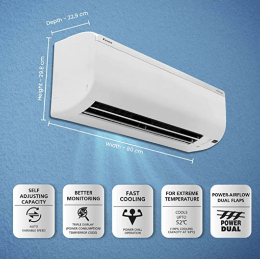 Daikin 1 Ton 3 Star Inverter Split AC (Copper, PM 2.5 Filter, 2022 Model, MTKL35UV16, White)
